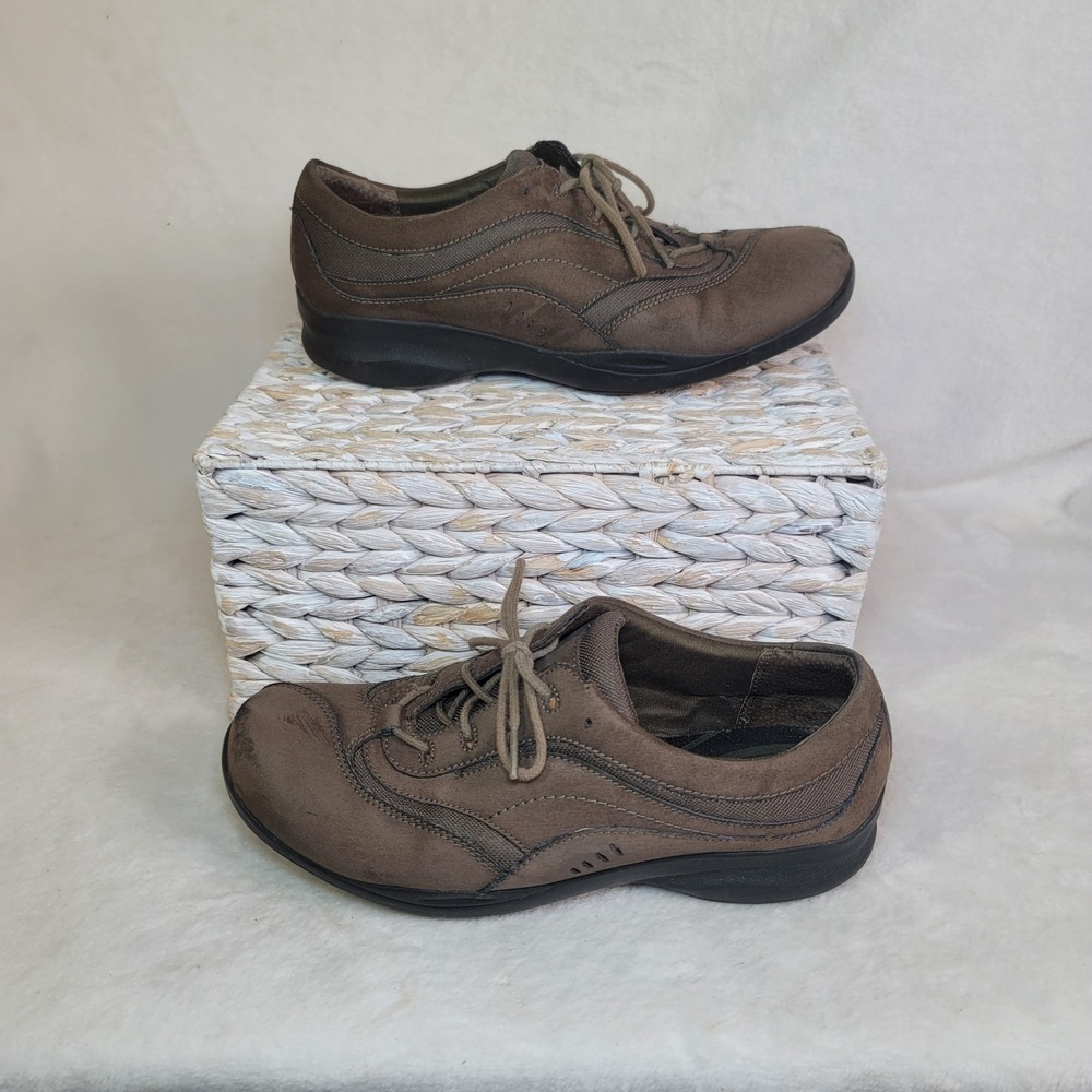 Clarks‎ Wave In Motion Comfort Walking Shoes Square Toe 10M Leather Brown Work
